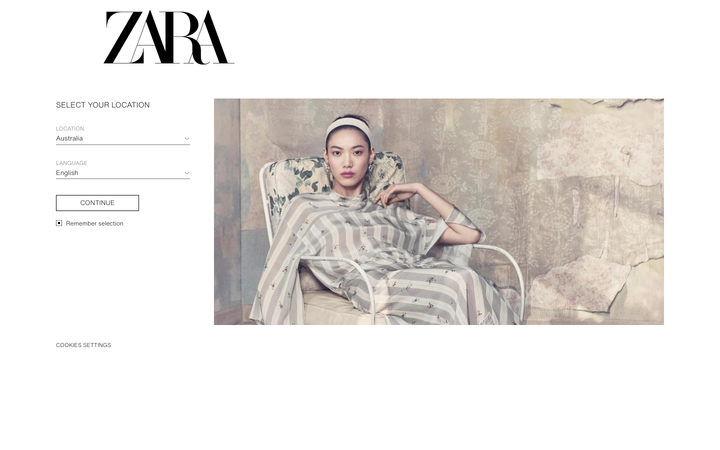 Screenshot of Zara